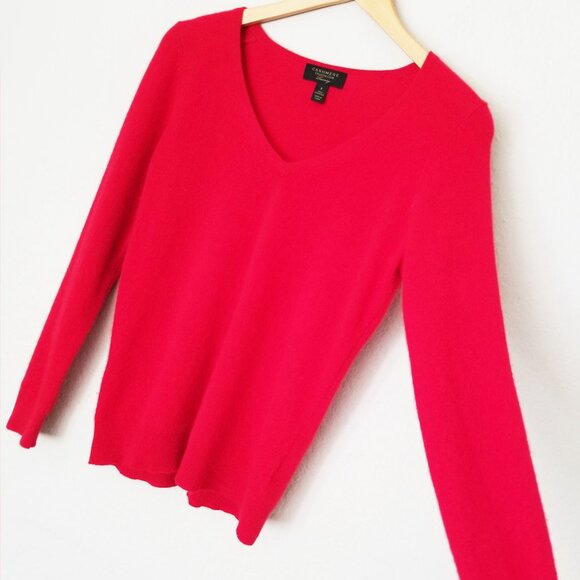 Charter Club Luxury 100% Cashmere V-Neck Sweater S Perfect Red Holiday $159 - Picture 7 of 16